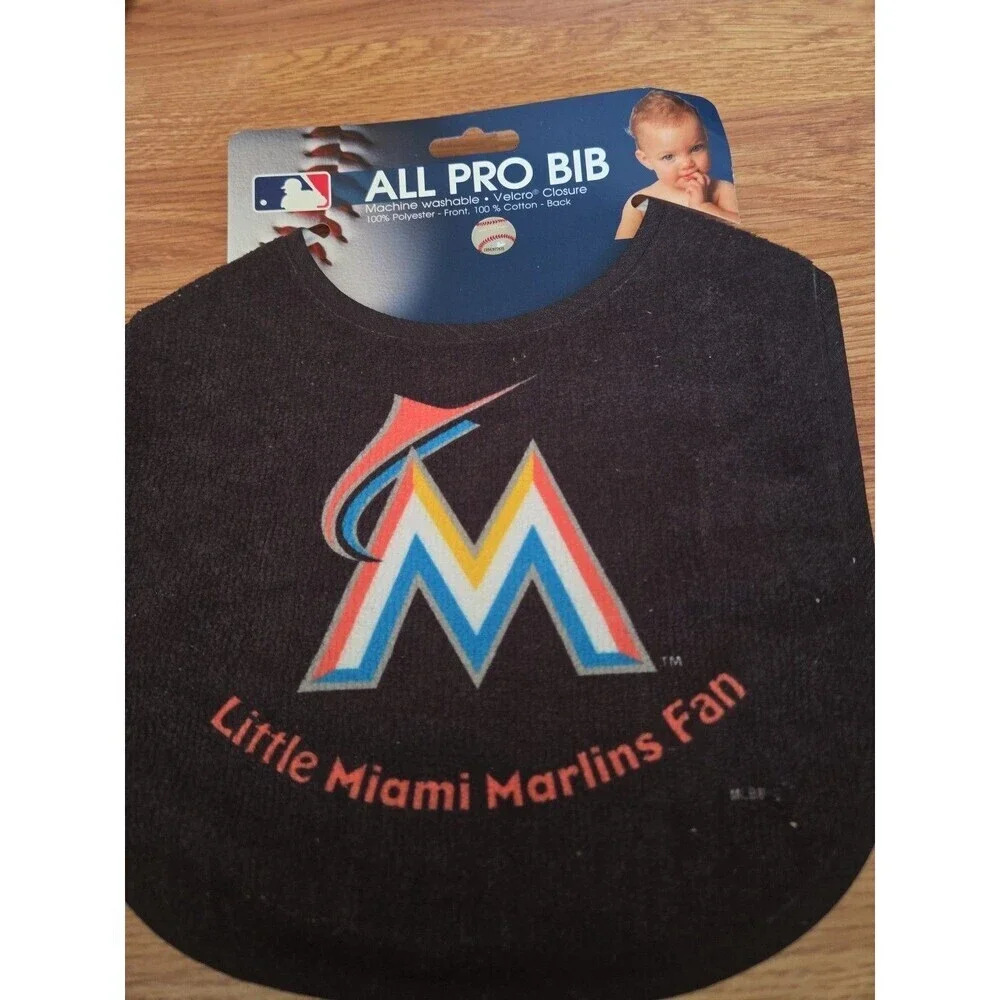 MLB Miami Marlins Baby Infant ALL PRO BIB LITTLE FAN Black NWT Florida Baseball